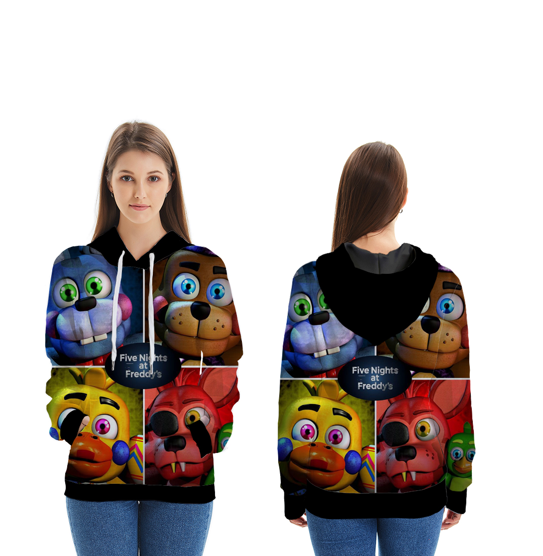 five nights at freddys 3d printed hoodie 2xs to 4xl