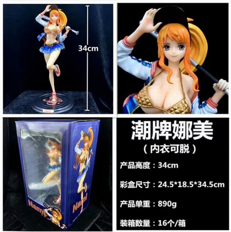 One Piece Nami Sexy beauty girl Boxed Figure Decoration Model 34CM 890G Color box size:24.5X18.5X34.5CM