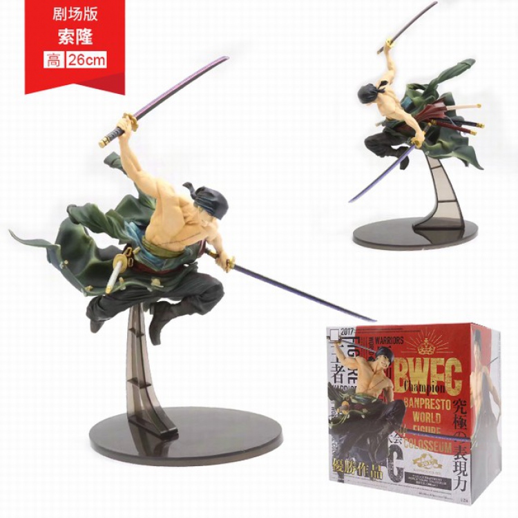 One Piece Theater Edition Roronoa Zoro Boxed Figure Decoration Model 26CM 360G a box of 50