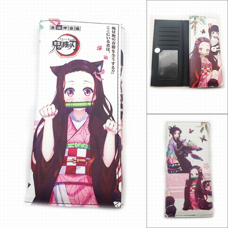 Demon Slayer Kimets Long Full Color Tri-Fold Magnetic Buckle Wallet 18.5X9.5X2CM 100G PK-015