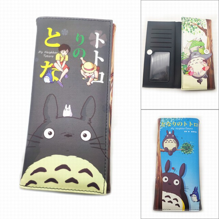 Totoro Long Full Color Tri-Fold Magnetic Buckle Wallet 18.5X9.5X2CM 100G PK-018