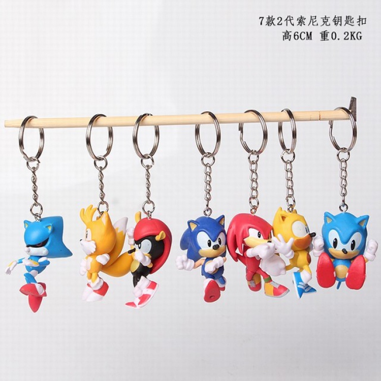 Sonic the Hedgehog 2nd generation a set of 7 Keychain pendant 6CM 0.2KG