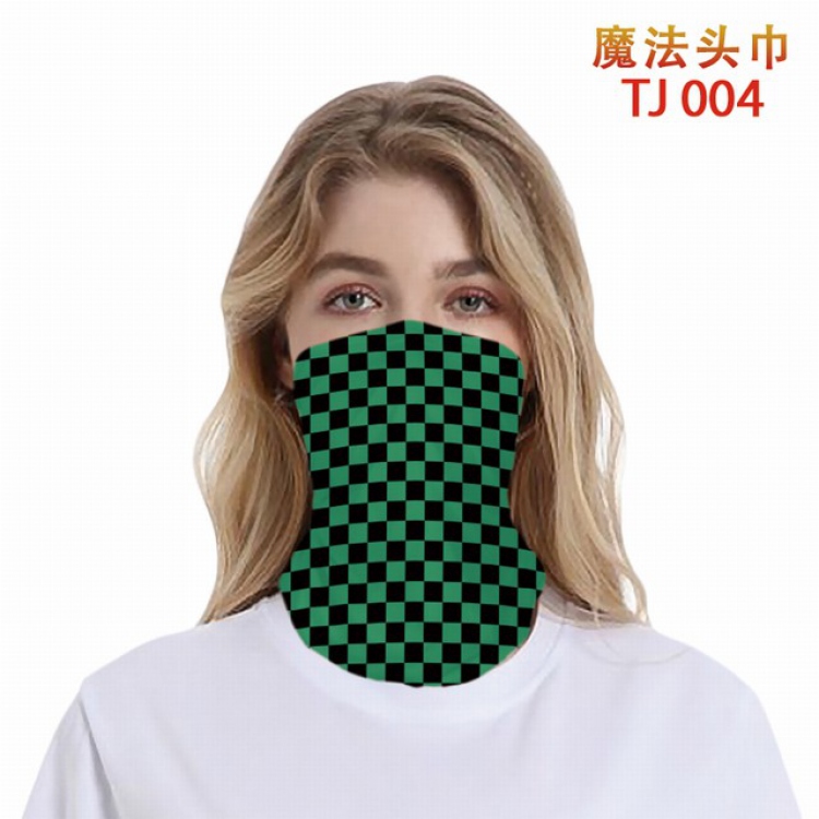 TJ-004-Demon Slayer Kimets Kamado Tanjirou Color printing magic turban scarf