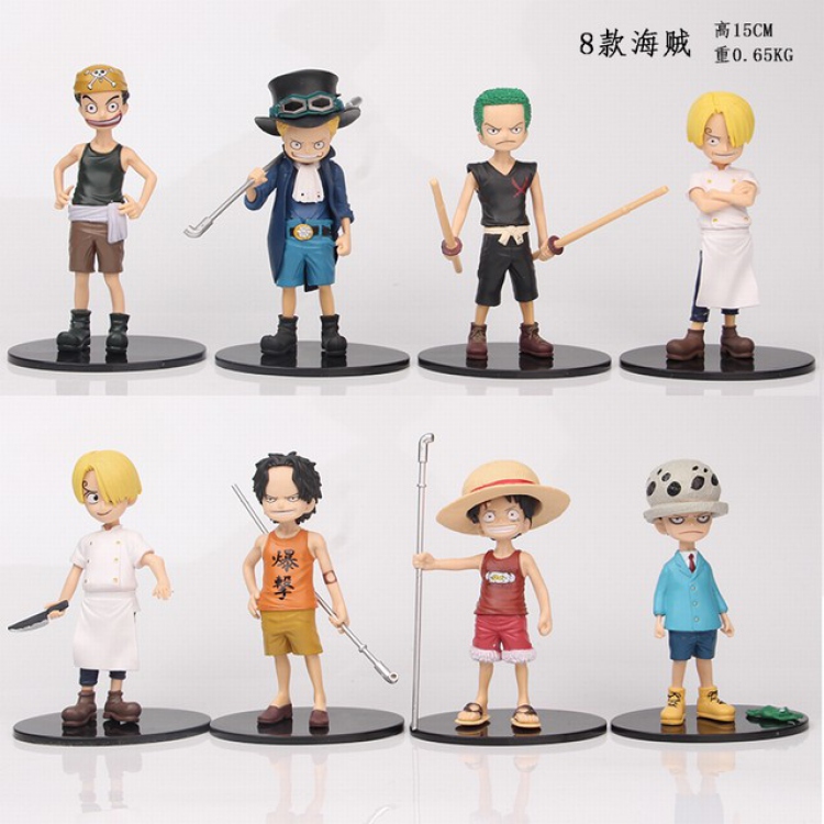 One Piece a set of 8 Bagged Figure Decoration Model 15CM 0.65KG