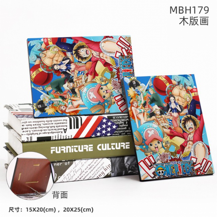 MBH179-One Piece Anime flash woodblock Painting 20X25CM