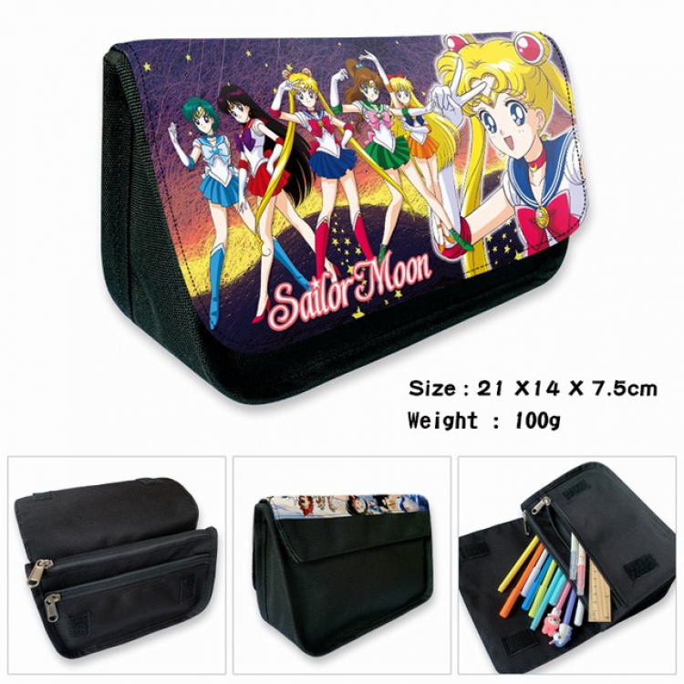 SailorMoon-3B Anime double layer multifunctional canvas pencil bag wallet 21X14X7.5CM 100G