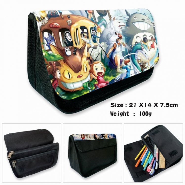 Totoro-2B Anime double layer multifunctional canvas pencil bag wallet 21X14X7.5CM 100G