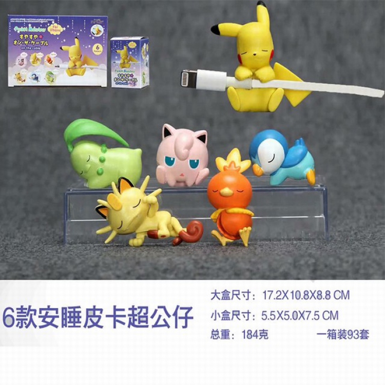 Pokemon a Set of 6 Pikachu Boxed Figure Decoration Model 184G a box of 93 sets