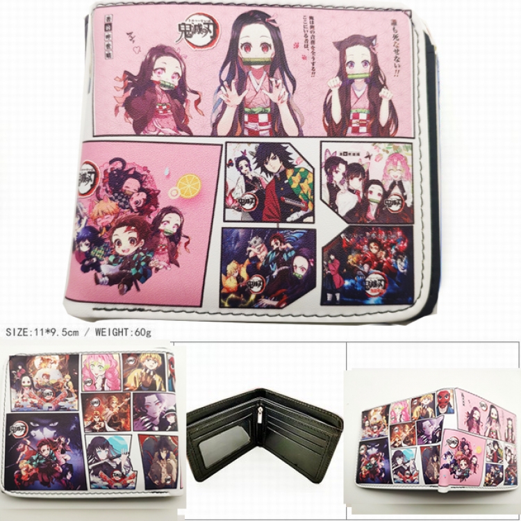 Demon Slayer Kimets Short color picture two fold wallet 11X9.5CM 60G HK-620