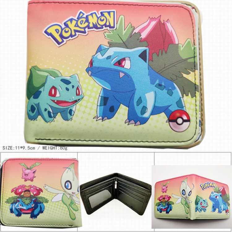 Pokemon Short color picture two fold wallet 11X9.5CM 60G