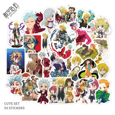 seven deadly sins anime waterproof stickers set(50pcs a set) price for 5 set