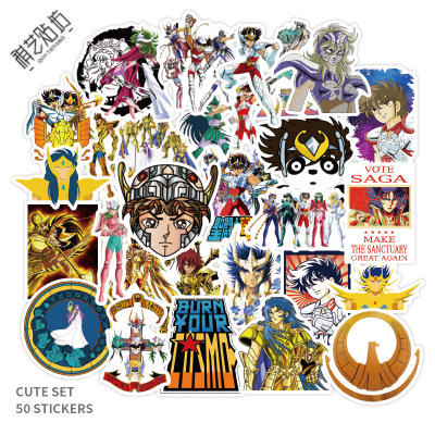 saint seiya anime waterproof stickers set(50pcs a set) price for 5 set