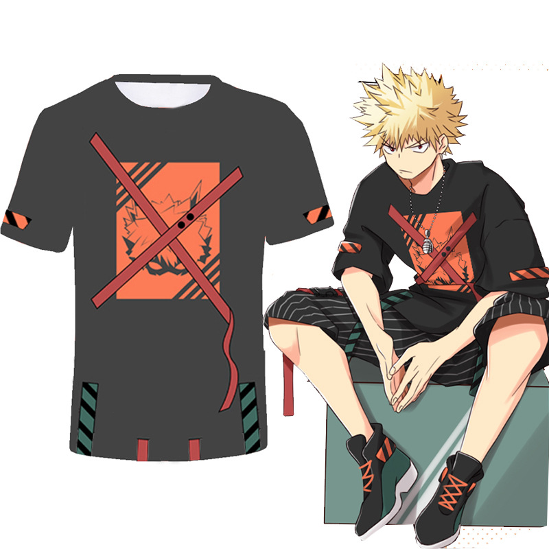 my hero academia anime 3d printed tshirt