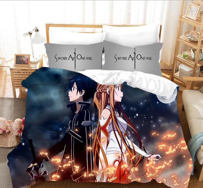 sword art online anime bedsheet set US-FULL 200*230cm welcome custom design