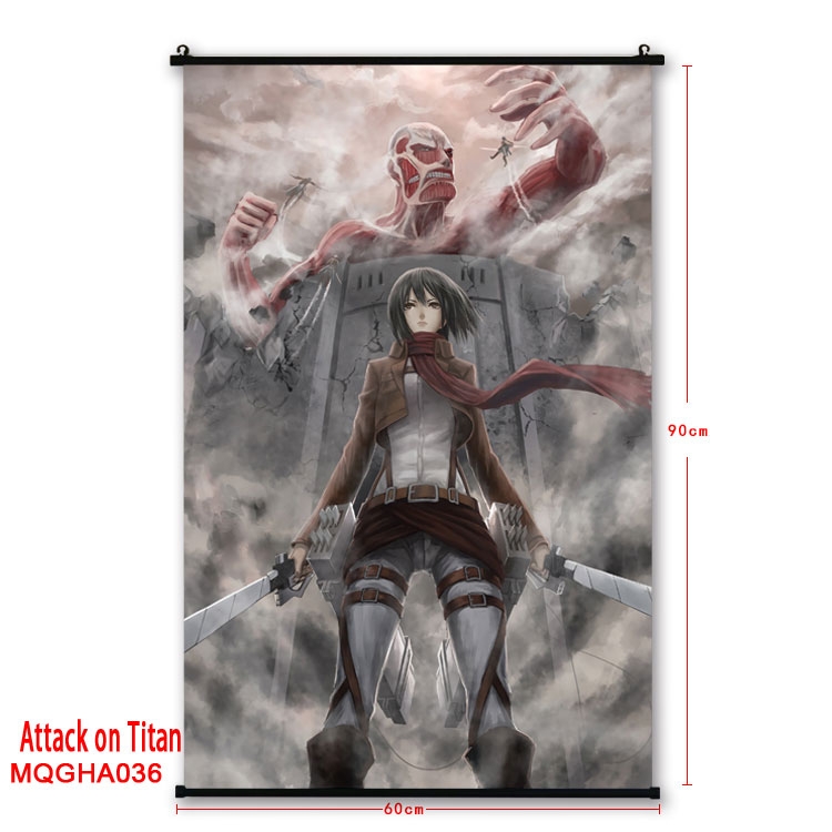 Shingeki no Kyojin Anime plastic pole cloth painting Wall Scroll 60X90CM