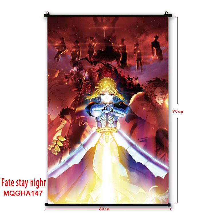 Fate stay night Anime plastic pole cloth painting Wall Scroll 60X90CM