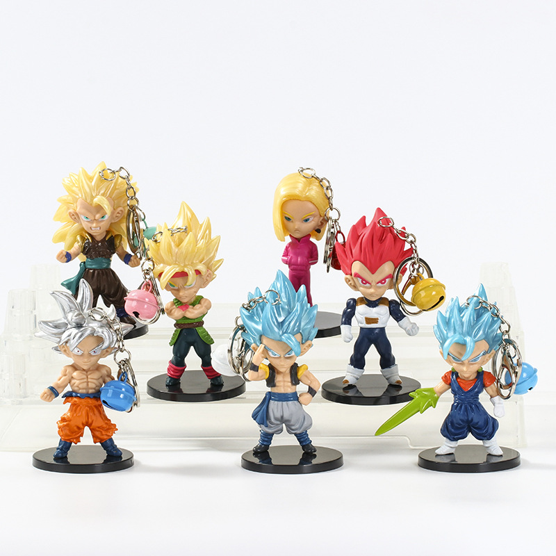 dragon ball anime figure keychain 6-10cm price for 7pcs/set