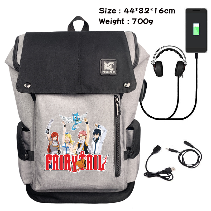 fairy tail Data cable animation game backpack school bag