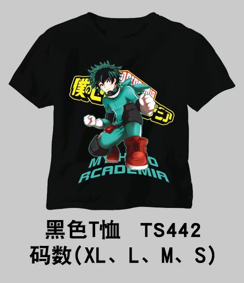 3 Styles Boku no Hero Academia/My Hero Academia Black Cotton T- shirt