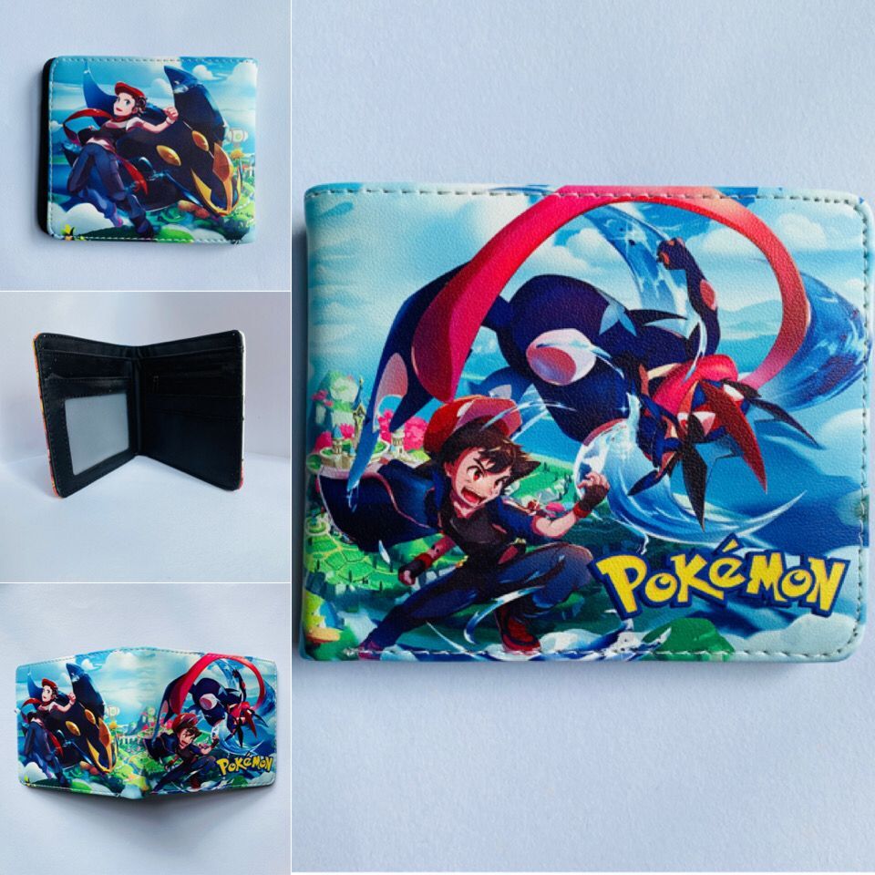 2 Styles Pokemon Cartoon Colorful Coin Purse Bifold PU Anime Short Wallet