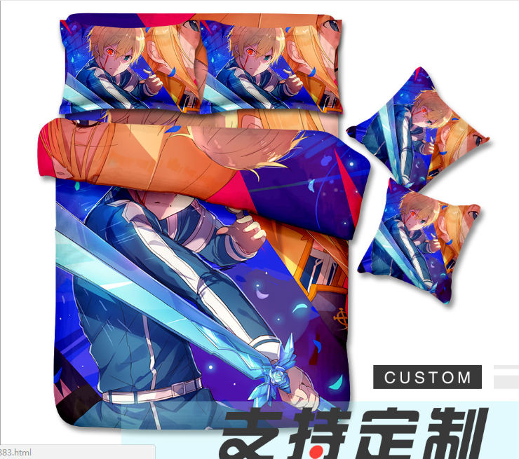 sword art online anime bed sheet set 160*230cm