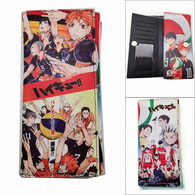 Haikyuu Long Three Fold Colorful Printing Anime PU Leather Fold Short Wallet