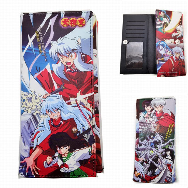 Inuyasha Long Three Fold Colorful Printing Anime PU Leather Fold Short Wallet