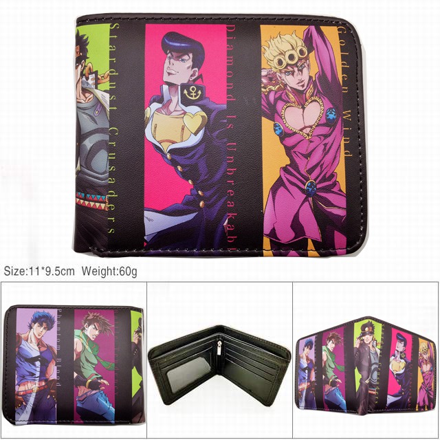 JoJo's Bizarre Adventure Colorful Printing Anime PU Leather Fold Short Wallet