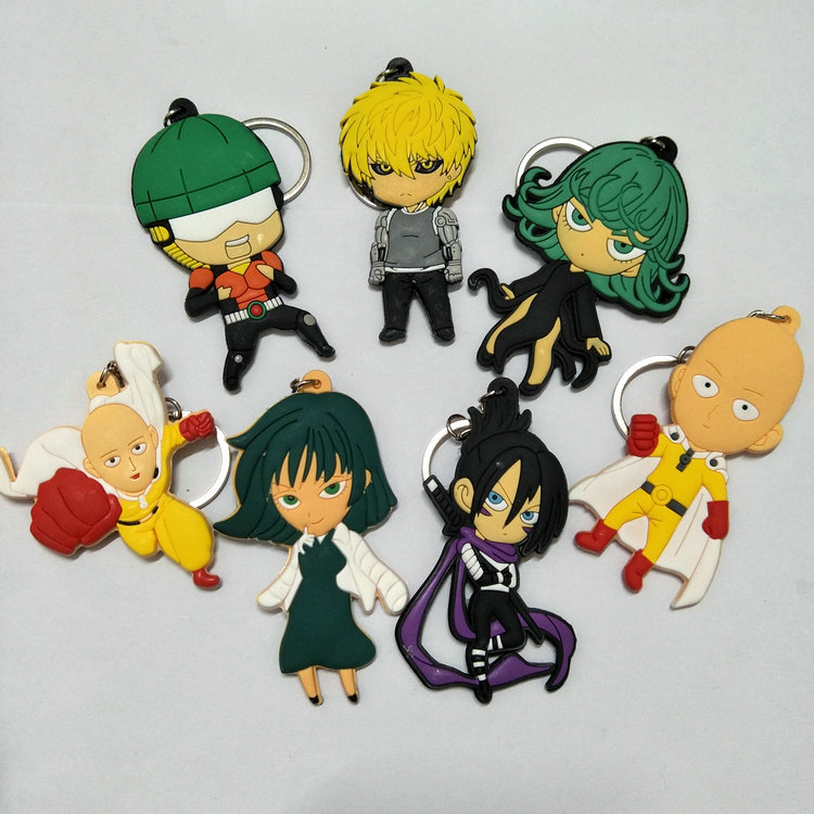 one punch man anime rubber keychain random selection