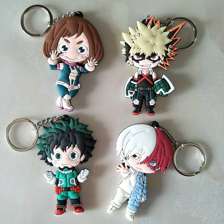 my hero academia anime rubber keychain