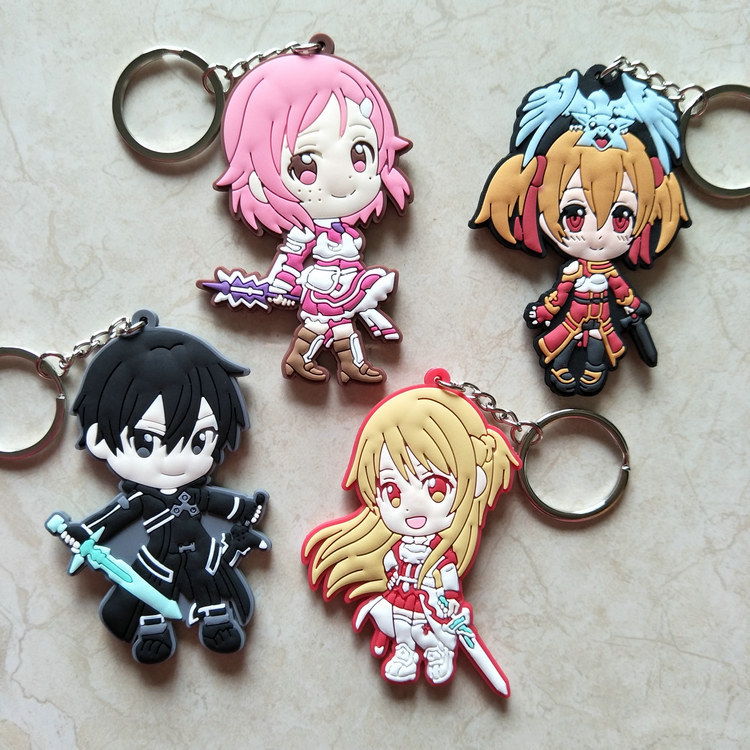 sword art online anime rubber keychain random selection