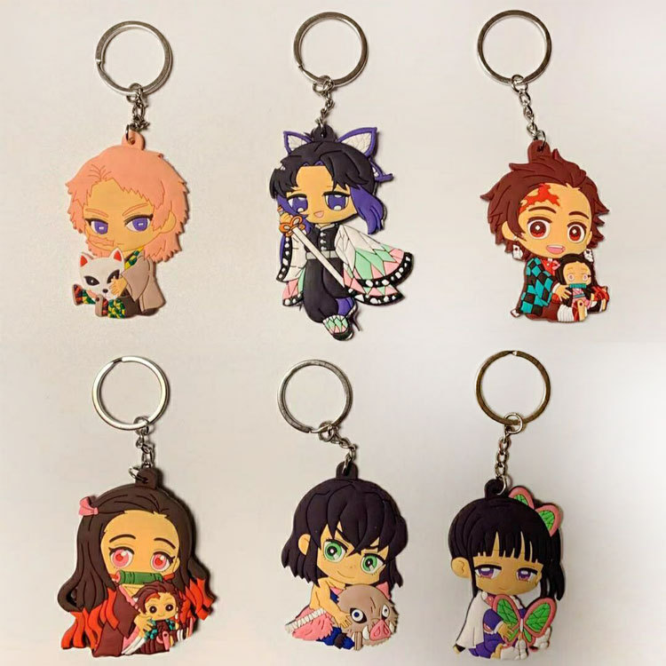 demon slayer anime rubber keychain random selection
