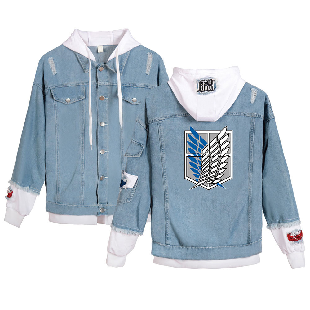 Attack on Titan anime jean jacket hoodie