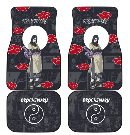 Orochimaru Akatsuki 4 Set Car Floor Mats for Boys Anime Truck Floor Mats Doormat Front and Rear Carpets Rug