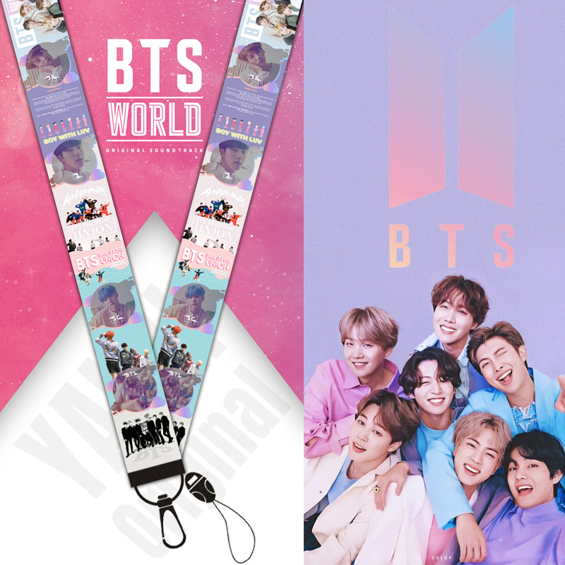 bts anime keychain lanyard phonestrap ( 45cm*2.5cm )