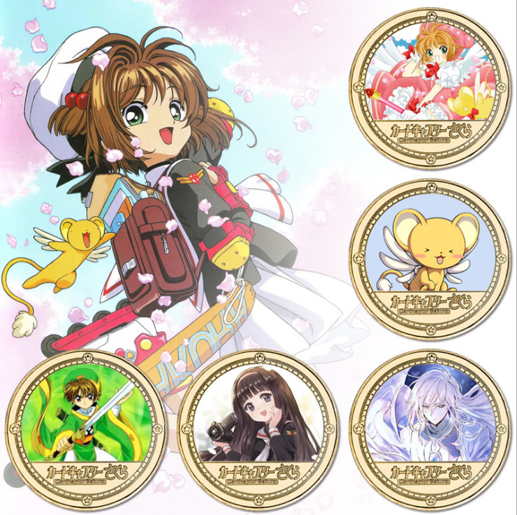 card carptor sakura anime Commemorative Coin Collect Badge Lucky Coin Decision Coin a set of 5