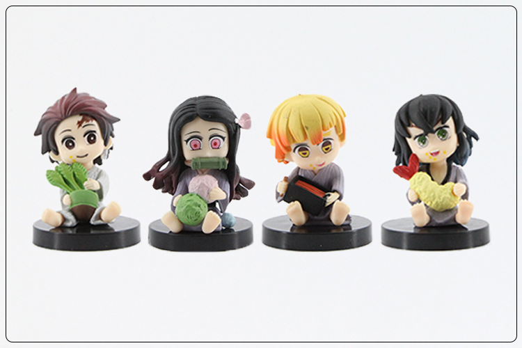 demon slayer kimets anime figure 4pcs/set 7cm