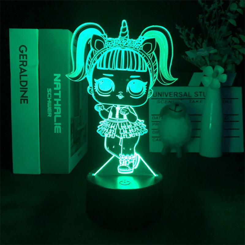 Cute Glitter Dolls Coloring Pages 7 colours LED light