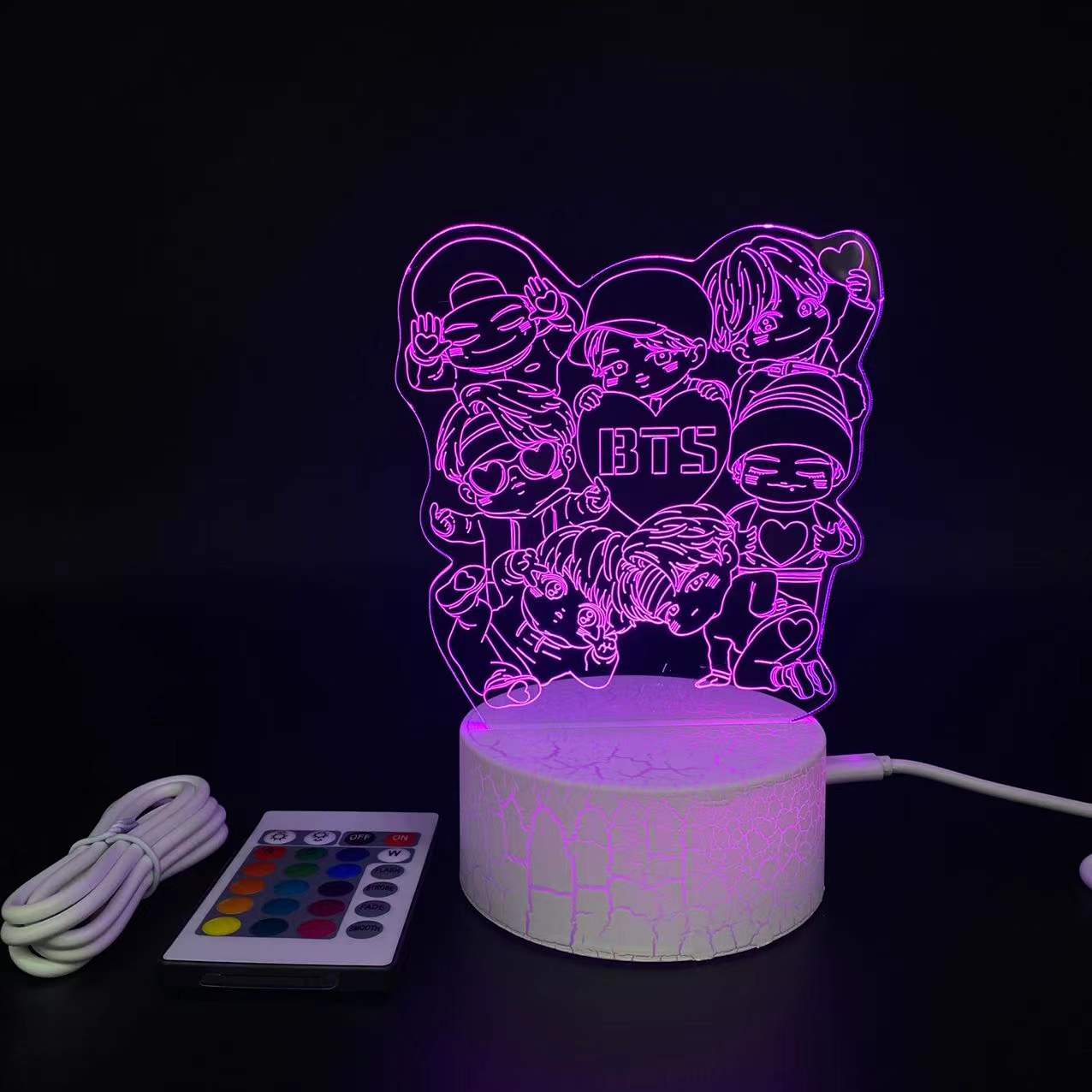 BTS anime 7 colours LED light