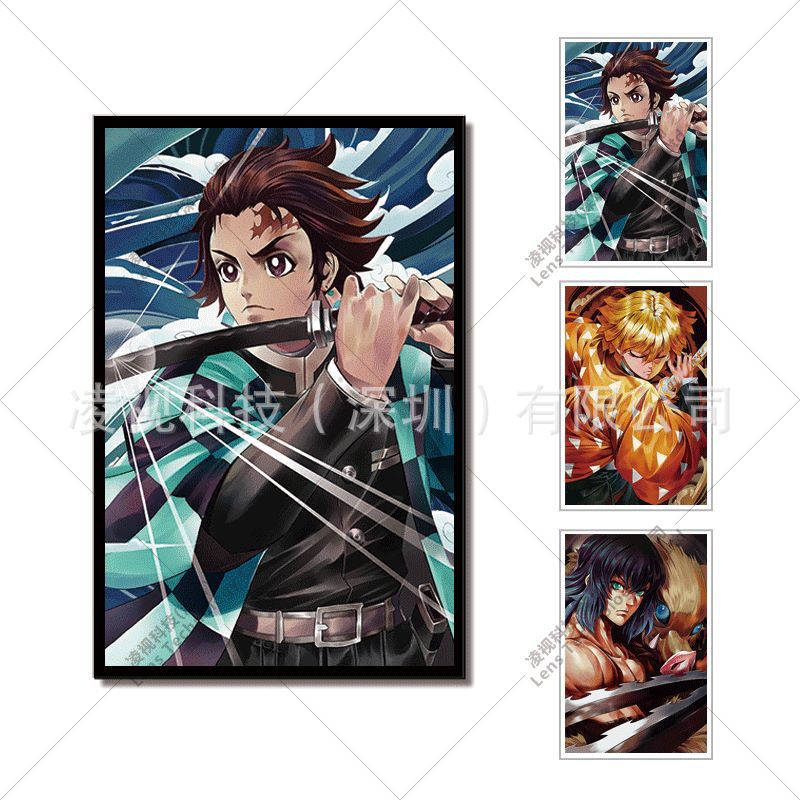 demon slayer kimets anime 3d poster painting with frame  29.5*39.5cm