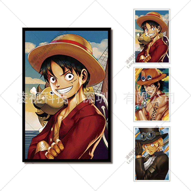 one piece anime 3d poster painting with frame 29.5*39.5cm