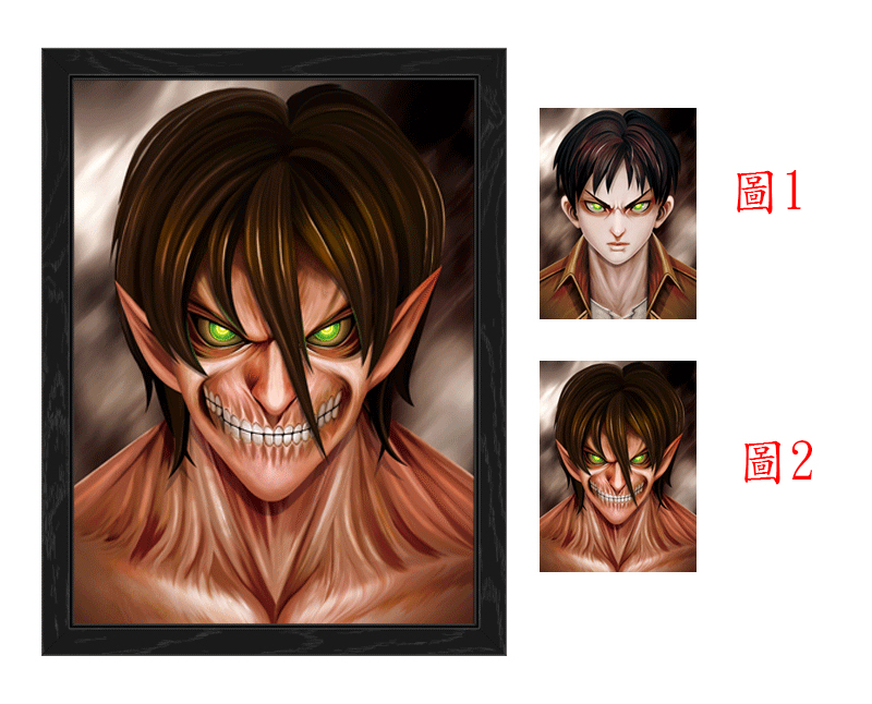 attack on titan anime 3d poster painting with frame 29.5*39.5cm