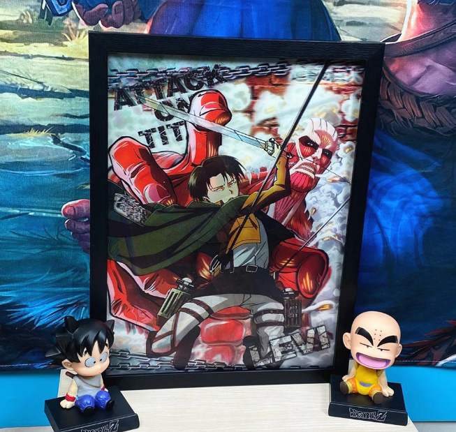 attack on titan anime anime 3d poster painting with frame  29.5*39.5cm