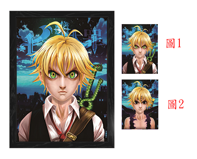 seven deadly sins anine 3d poster painting with frame 29.5*39.5cm