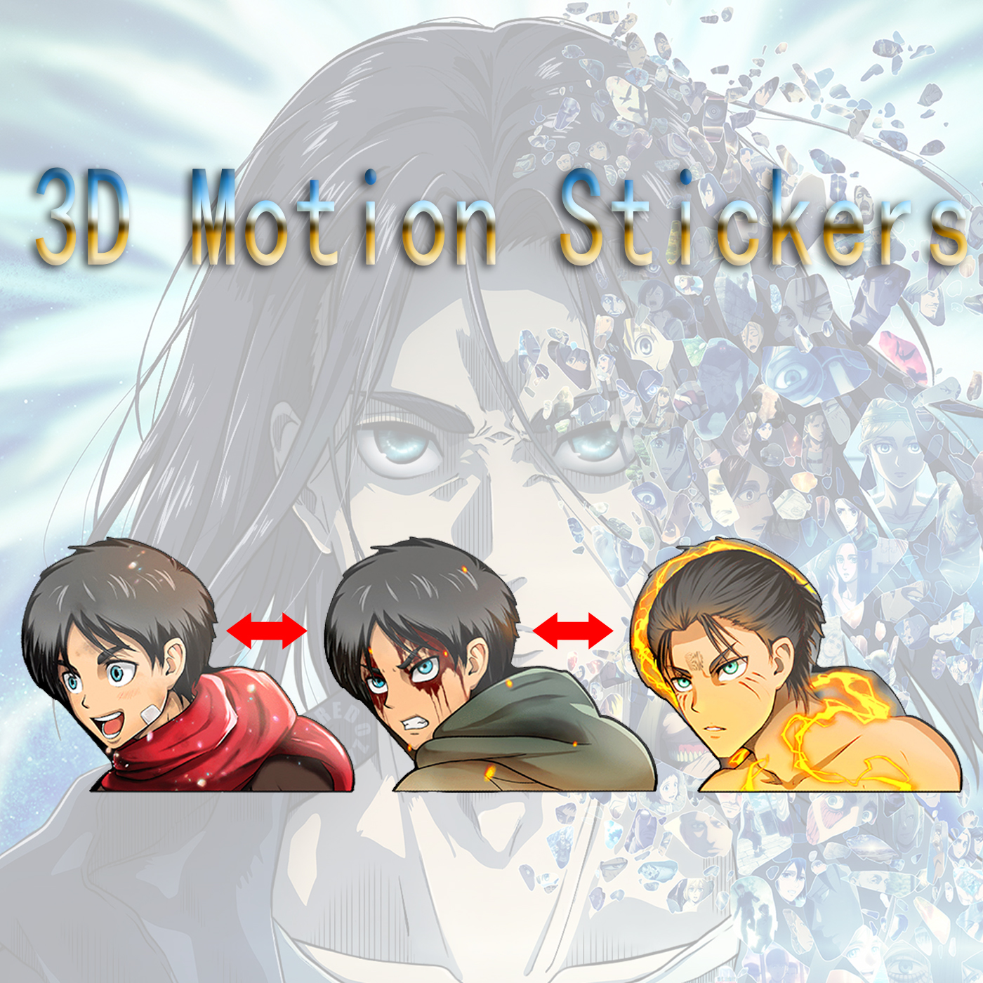 attack on titan anime 3d sticker