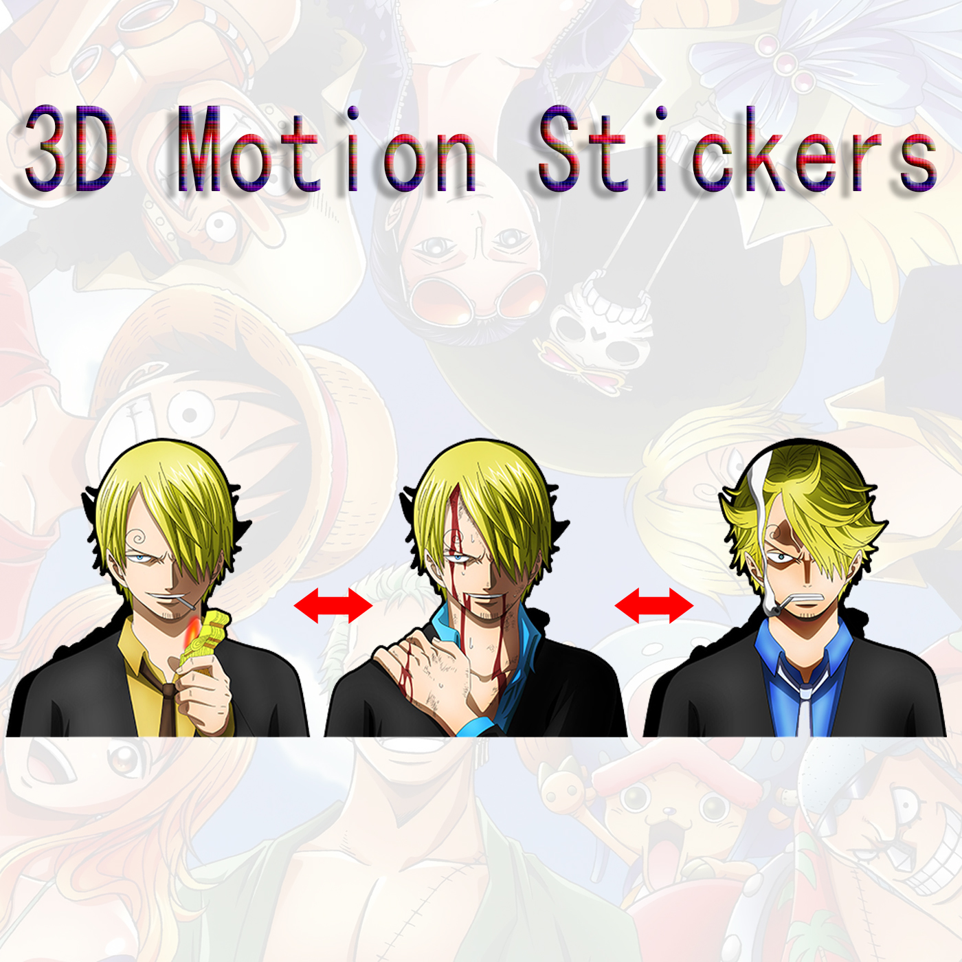 one piece anime 3d sticker