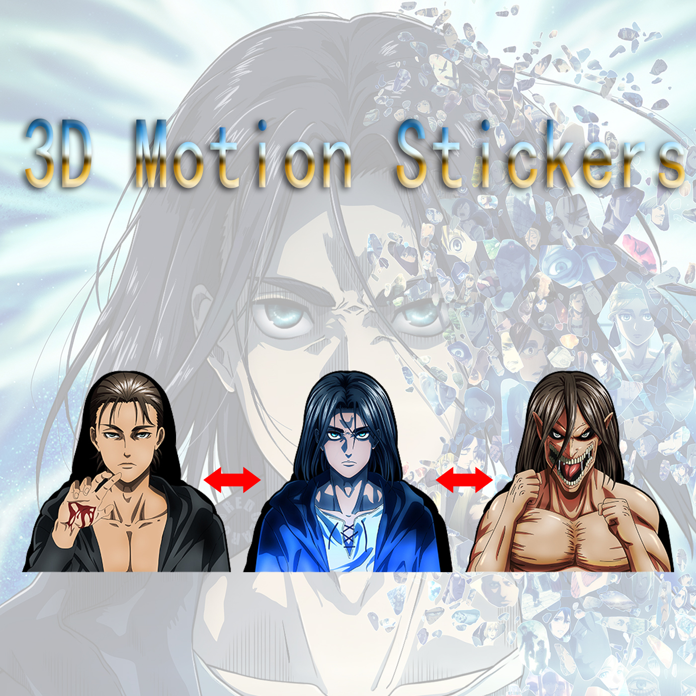 attack on titan anime 3d sticker