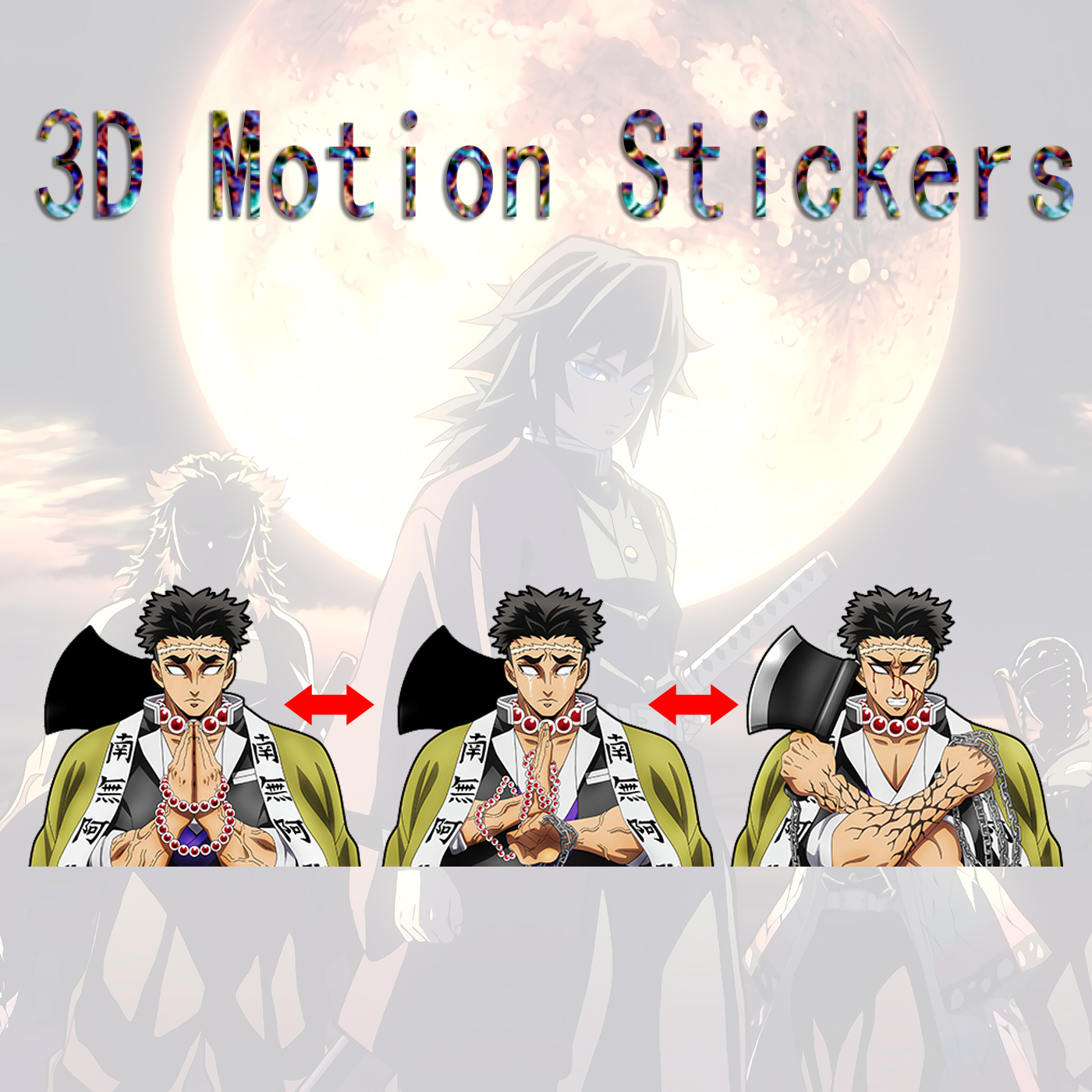 demon slayer kimets anime 3d sticker