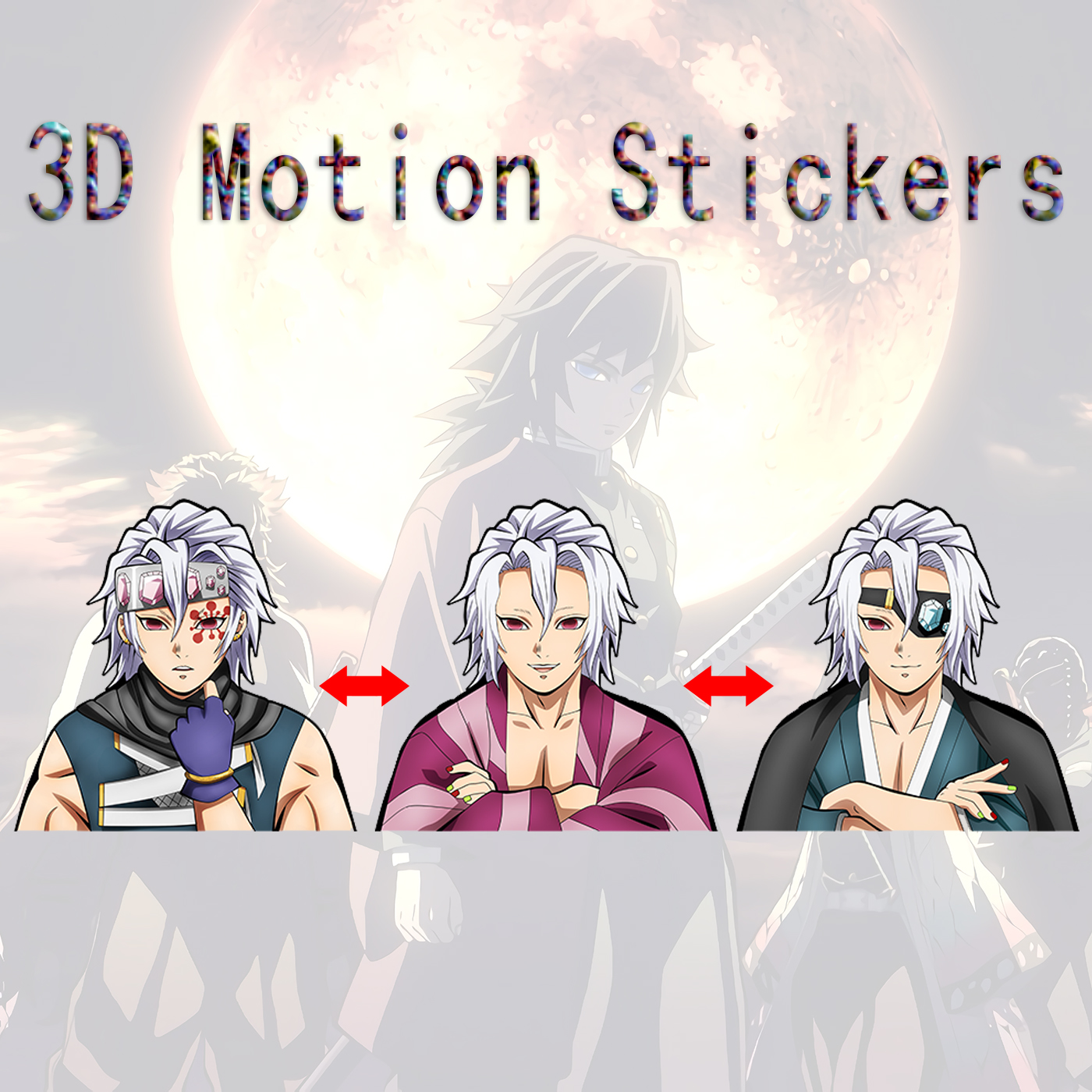 demon slayer kimets anime 3d sticker