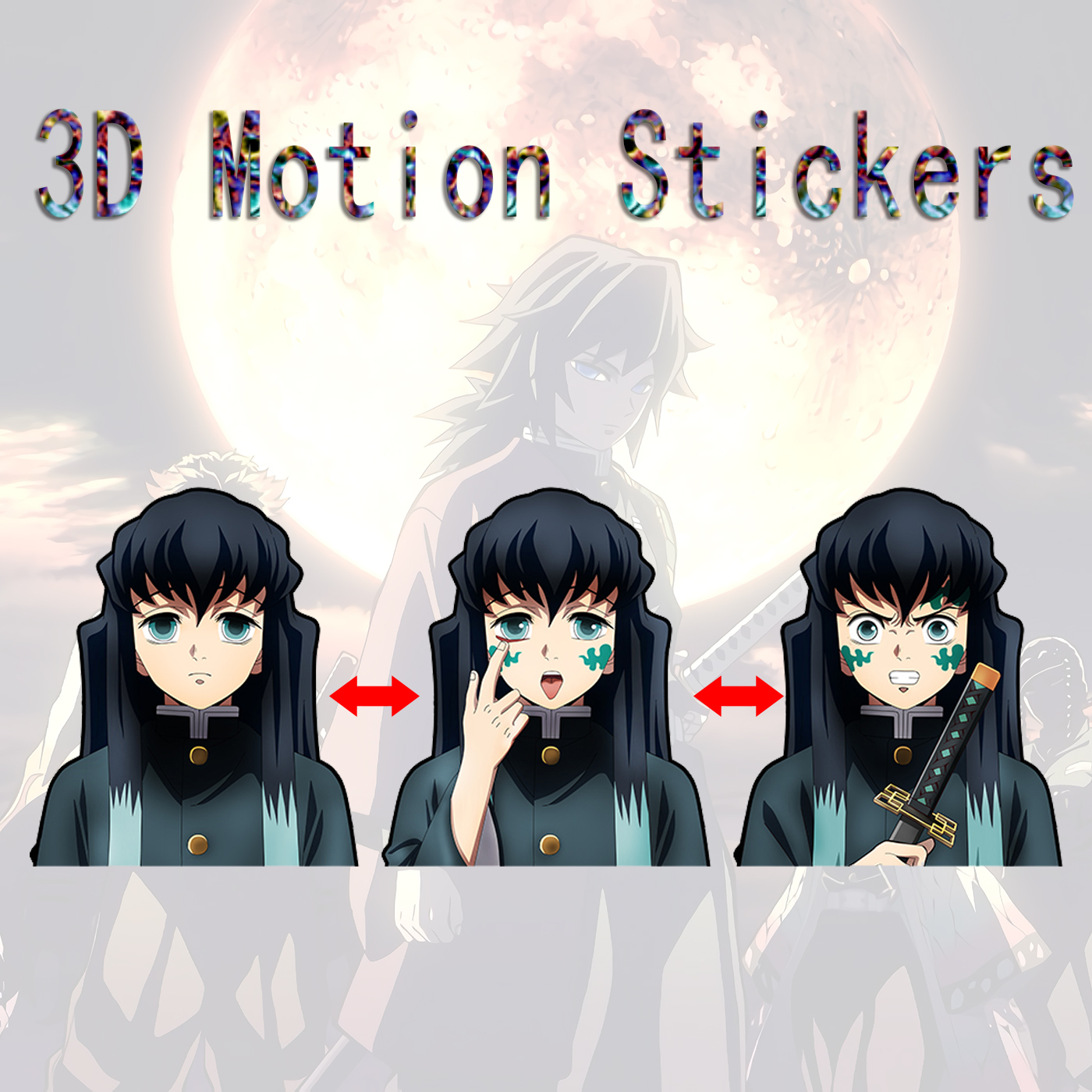 demon slayer kimets anime 3d sticker